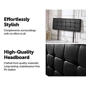 PU Leather King Bed Deluxe Headboard Bedhead - Black