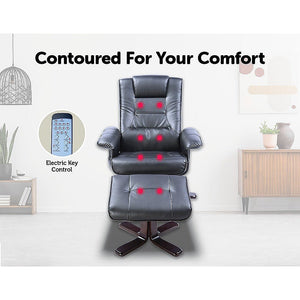 PU Leather Massage Chair Recliner Ottoman Lounge Remote