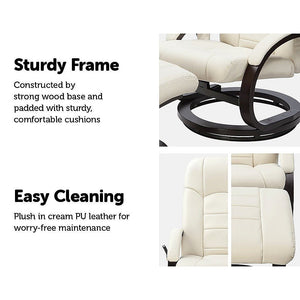 PU Leather Massage Chair Recliner Ottoman Lounge Remote