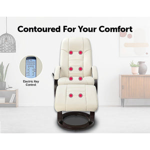 PU Leather Massage Chair Recliner Ottoman Lounge Remote