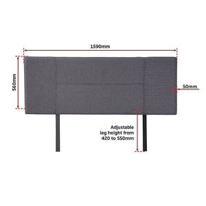 Linen Fabric Queen Bed Headboard Bedhead - Grey