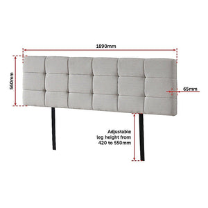 Linen Fabric King Bed Deluxe Headboard Bedhead - Beige