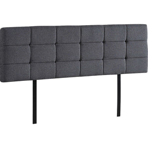 Linen Fabric King Bed Deluxe Headboard Bedhead - Grey