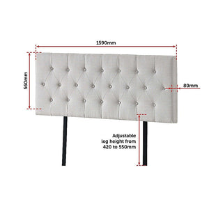 Linen Fabric Queen Bed Deluxe Headboard Bedhead - Beige
