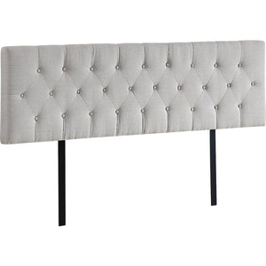 Linen Fabric King Bed Deluxe Headboard Bedhead - Beige