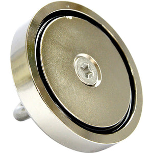 Round Neodymium Fishing Magnet with Countersunk Hole and Eyebolt, 500 LBS pull