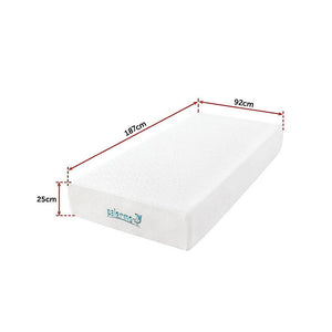 Palermo Single 25cm Gel Memory Foam Mattress - Dual-Layered - CertiPUR-US Certified