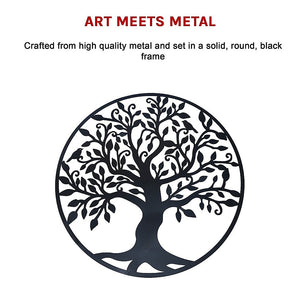 Black Tree of Life Wall Art | Hanging Metal Iron Sculpture Garden 60cm