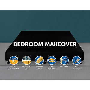 Palermo King Ensemble Bed Base Midnight Black Linen Fabric