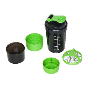 2x Protein Gym Shaker Premium 3 in 1 Smart Style Blender Mixer Cup Bottle Spider