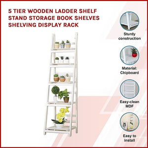 5 Tier Wooden Ladder Shelf Stand / Display Rack