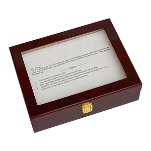 10 Grids Wooden Watch Case Glass Jewellery Storage Holder Box Wood Display