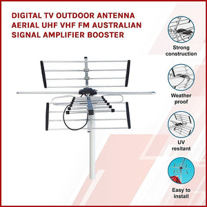 Digital TV Antenna | Outdoor | UHF VHF FM | AUSTRALIAN Signal Amplifier Booster