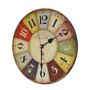 Large Colourful Wall Clock Kitchen Office Retro Timepiece