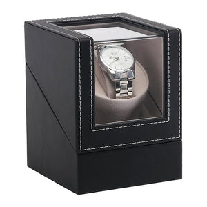 Automatic Watch Winder Display Box Case Motor Rotation Storage PU Leather