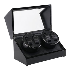 Automatic Quad Watch Winder Wood Display Box Case Motor Rotation Storage