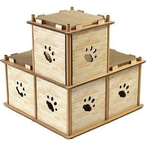 Cat Cardboard House Tree Tower Condo Scratcher Pet Post Pad Mat Furniture
