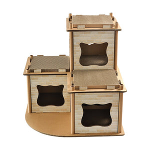 Cat Cardboard House Tree Tower Condo Scratcher Pet Post Pad Mat Furniture