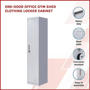 4-Digit Combination Lock One-Door Office Gym Shed Clothing Locker Cabinet Grey