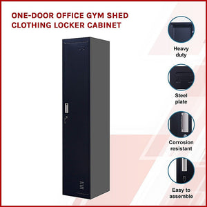 Standard Lock One-Door Office Gym Shed Clothing Locker Cabinet Black