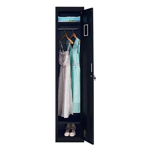 Standard Lock One-Door Office Gym Shed Clothing Locker Cabinet Black