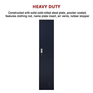 Standard Lock One-Door Office Gym Shed Clothing Locker Cabinet Black