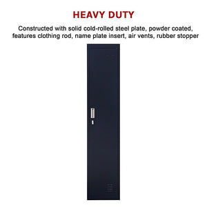 Padlock-operated lock One-Door Office Gym Shed Clothing Locker Cabinet Black