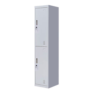 Standard Lock 2-Door Vertical Locker for Office Gym Shed School Home Storage Grey