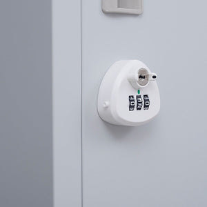 3-Digit Combination Lock 2-Door Vertical Locker for Office Gym Shed School Home Storage Grey