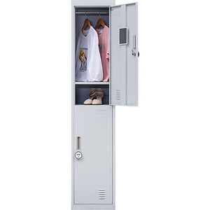 4-Digit Combination Lock 2-Door Vertical Locker for Office Gym Shed School Home Storage Grey