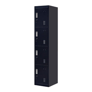 Standard Lock 4-Door Vertical Locker for Office Gym Shed School Home Storage Black