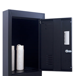 Standard Lock 4-Door Vertical Locker for Office Gym Shed School Home Storage Black