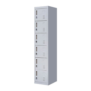 Padlock-operated Lock 6-Door Locker for Office Gym Shed School Home Storage Grey