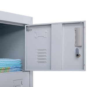 Padlock-operated Lock 6-Door Locker for Office Gym Shed School Home Storage Grey