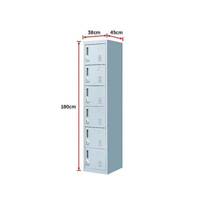 3-digit Combination Lock 6-Door Locker for Office Gym Shed School Home Storage Grey