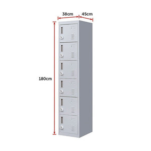 3-digit Combination Lock 6-Door Locker for Office Gym Shed School Home Storage Grey