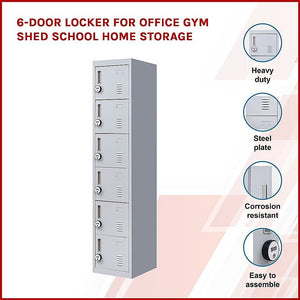 4-Digit Combination Lock 6-Door Locker for Office Gym Shed School Home Storage Grey