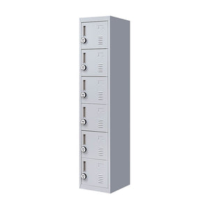 4-Digit Combination Lock 6-Door Locker for Office Gym Shed School Home Storage Grey