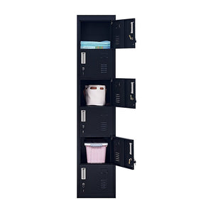Standard Lock 6-Door Locker for Office Gym Shed School Home Storage Black