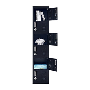 3-Digit Combination Lock 6-Door Locker for Office Gym Shed School Home Storage Black