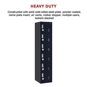 4-digit Combination Lock 6-Door Locker for Office Gym Shed School Home Storage Black