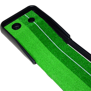 Indoor Practice Putting Green 2.5m Mat Inclined Ball Return Fake Grass 2 Holes