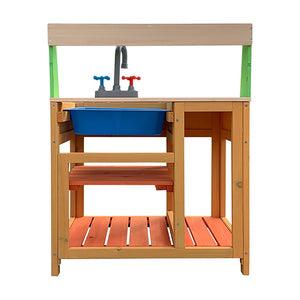 Children’s Outdoor Play Mud Kitchen Sand Pit with Display Shelf