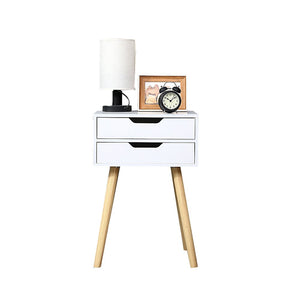 Wooden Bedside Table 2 Drawers Cabinet Storage Tall Night Stand