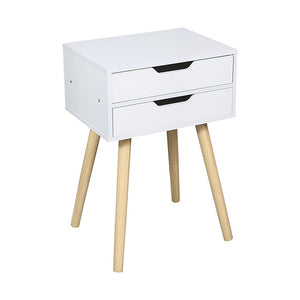 Wooden Bedside Table 2 Drawers Cabinet Storage Tall Night Stand
