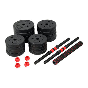 30kg Adjustable Rubber Dumbbell Set Barbell Home GYM Exercise Weights