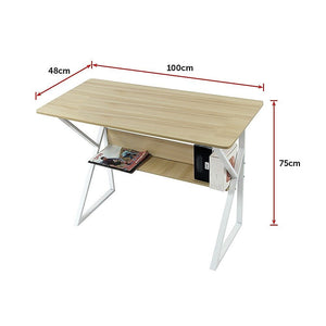 Wood & Metal Computer Desk With Shelf