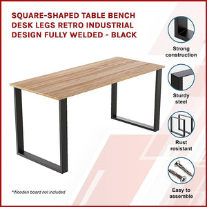 Square Table Bench Desk With Welded Black Legs