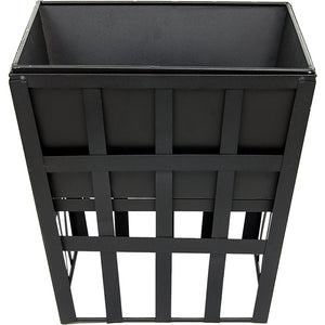 Black Fire Pit Square Log Patio Garden Heater Outdoor Table Top BBQ Camping