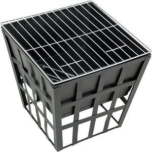 Black Fire Pit Square Log Patio Garden Heater Outdoor Table Top BBQ Camping